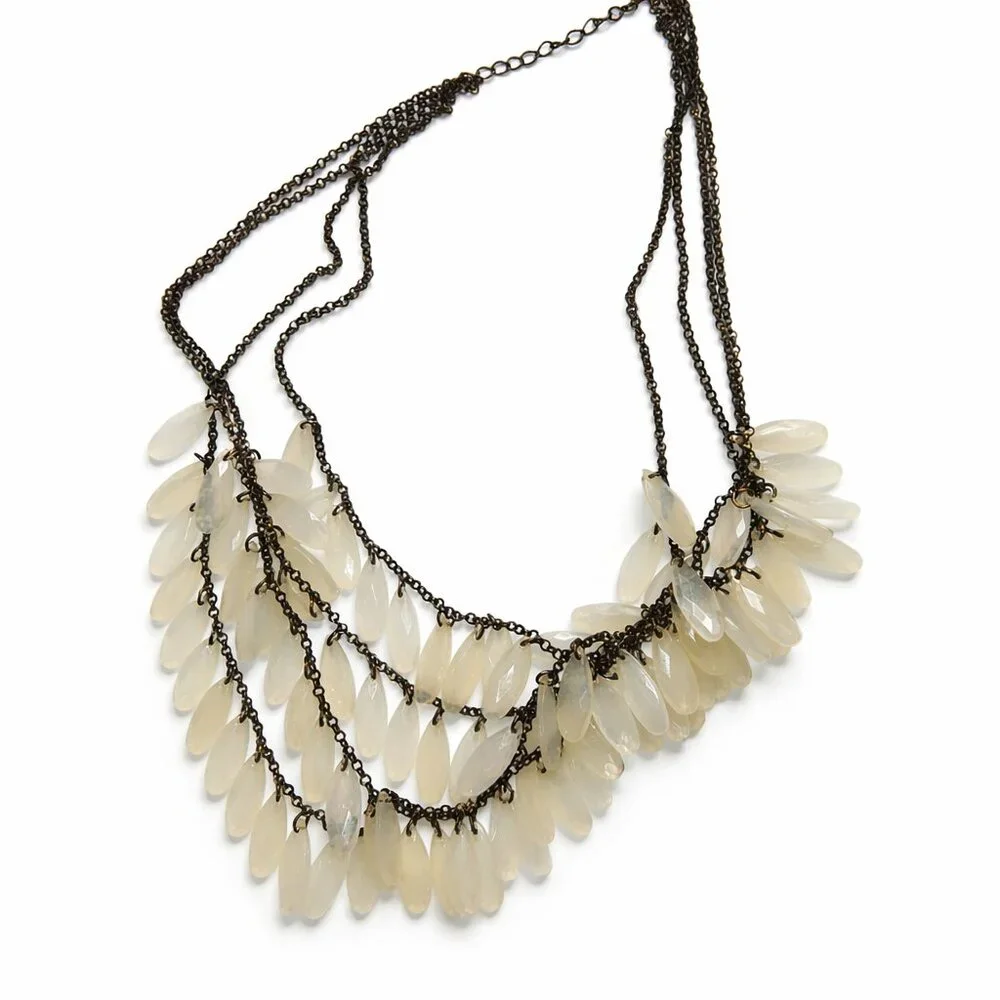 Translucent‎ Lucite Accent Bib Necklace Statement Layered Design